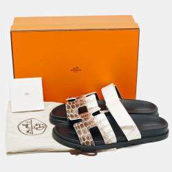 Pre Owned Hermes Himalaya Crocodile Chypre Slingback Flat Sandals Size 39