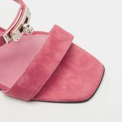 Pre Owned Hermes Pink Suede Glamour Slingback Sandals Size 37