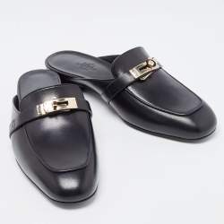 Pre Owned حذاء فلات سلايد هير مس أوز جلد أسود مقاس 36