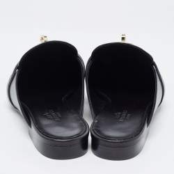 Pre Owned حذاء فلات سلايد هيرمس أوز جلد أسود مقاس 36