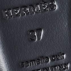 Pre Owned حذاء فلات سلايد هيرمس أوز جلد أسود مقاس 36