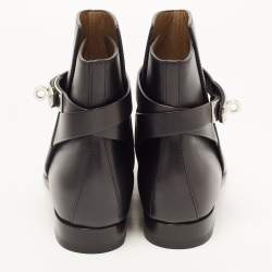 Hermes Black Leather Neo Ankle Boots Size 36