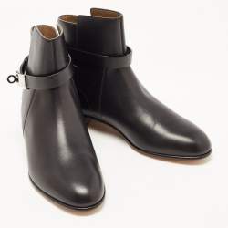 Hermes Black Leather Neo Ankle Boots Size 36