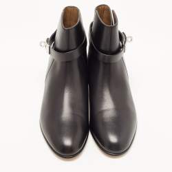 Hermes Black Leather Neo Ankle Boots Size 36