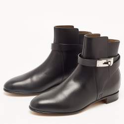 Hermes Black Leather Neo Ankle Boots Size 36