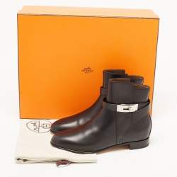 Hermes Black Leather Neo Ankle Boots Size 36