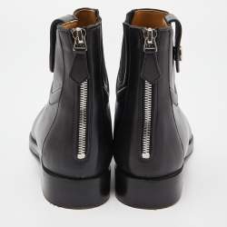 Hermes Black Leather Nedji Competition Ankle Boots Size 39
