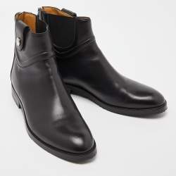 Hermes Black Leather Nedji Competition Ankle Boots Size 39