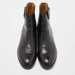 Hermes Black Leather Nedji Competition Ankle Boots Size 39