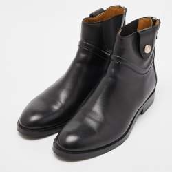Hermes Black Leather Nedji Competition Ankle Boots Size 39