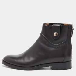 Hermes Black Leather Nedji Competition Ankle Boots Size 39