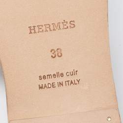 Hermes White Leather  Villa Flat Slides  Size 38