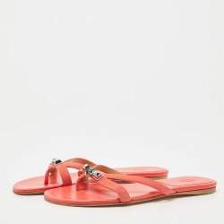 Hermes Pink Suede Corfu Thong Flat Slides Size 41