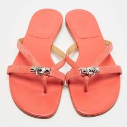 Hermes Pink Suede Corfu Thong Flat Slides Size 41