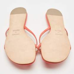 Hermes Pink Suede Corfu Thong Flat Slides Size 41