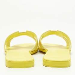Hermes Yellow Textured Leather Oran Flats Size 38