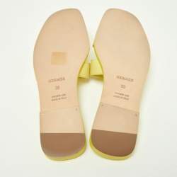 Hermes Yellow Textured Leather Oran Flats Size 38