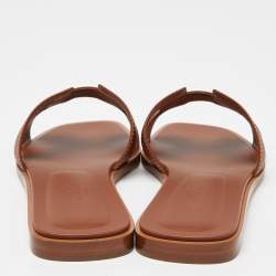 Hermès Brown Leather Oran  Flat Slides Size 38 