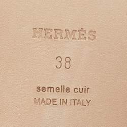 مملوكة مسبقًا Hermes Green Leather Oran Flat Slides Size 38