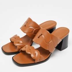 Hermes Brown Leather Gaby Sandals Size 41