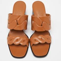 Hermes Brown Leather Gaby Sandals Size 41