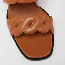 Hermes Brown Leather Gaby Sandals Size 41