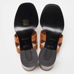 Hermes Brown Leather Gaby Sandals Size 41