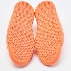 Hermès Orange Leather and Neoprene Low Top Sneakers Size 36