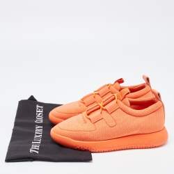 Hermès Orange Leather and Neoprene Low Top Sneakers Size 36