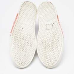 Pre Owned Hermes Off White/Orange Leather Splash Quicker Sneakers Size 39.5