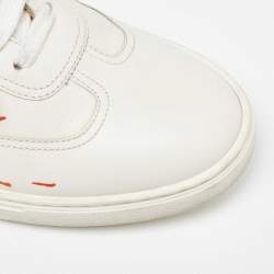 Pre Owned Hermes Off White/Orange Leather Splash Quicker Sneakers Size 39.5