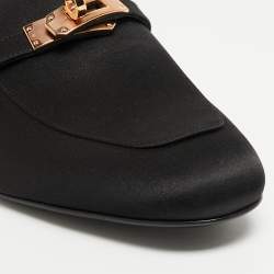 Hermes Black Satin Oz Mules Size 37.5