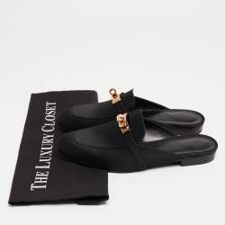 Hermes Black Satin Oz Mules Size 37.5