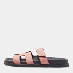 Hermes Pink Satin Chypre Sandals Size 40