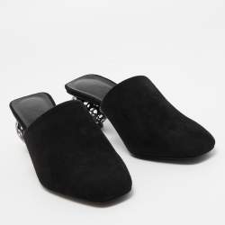 Hermes Black Suede Darcy Mules Size 36.5 