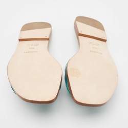 Hermes Green Matt Crocodile Oran Flat Slides Size 38.5