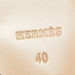 Hermes Tan Studded Leather Legend Wedge Sandals Size 40