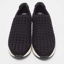 Pre Owned Hermès Black Leather and Fabric Oxygene Sneakers Size 40.5