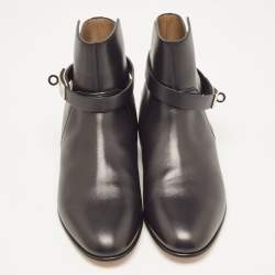 Pre Owned Hermes Black Leather Neo Ankle Boots Size 37