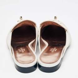 Hermes Silver Textured Suede Oz Flat Mules Size 36.5 