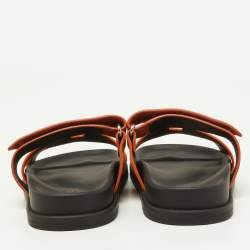 Hermes Orange Suede Chypre Sandals Size 37