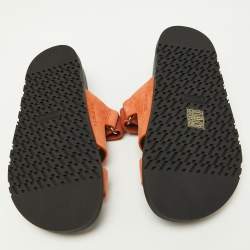 Hermes Orange Suede Chypre Sandals Size 37