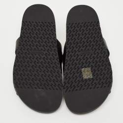 Hermes Black Leather Chypre Sandals Size 39.5