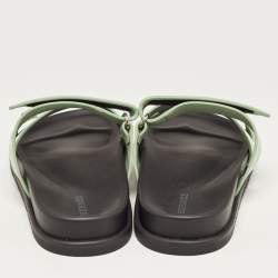 Pre Owned Hermes Mint Green Leather Chypre Sandals Size 39