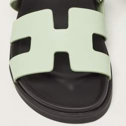 Pre Owned Hermes Mint Green Leather Chypre Sandals Size 39
