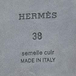 مملوكة مسبقًا Hermès Gold Leather Oran Flat Slides Size 38