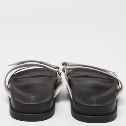Hermes White/Black Leather Chypre Sandals Size 36