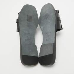 مملوكة مسبقًا Hermes Black Leather Gabriel Flat Slides Size 38