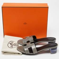 Hermes Green Lizard  Oasis  Sandals Size 38