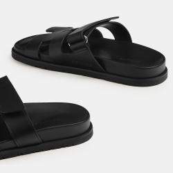 Hermes Black Rubber Chypre sandal 36